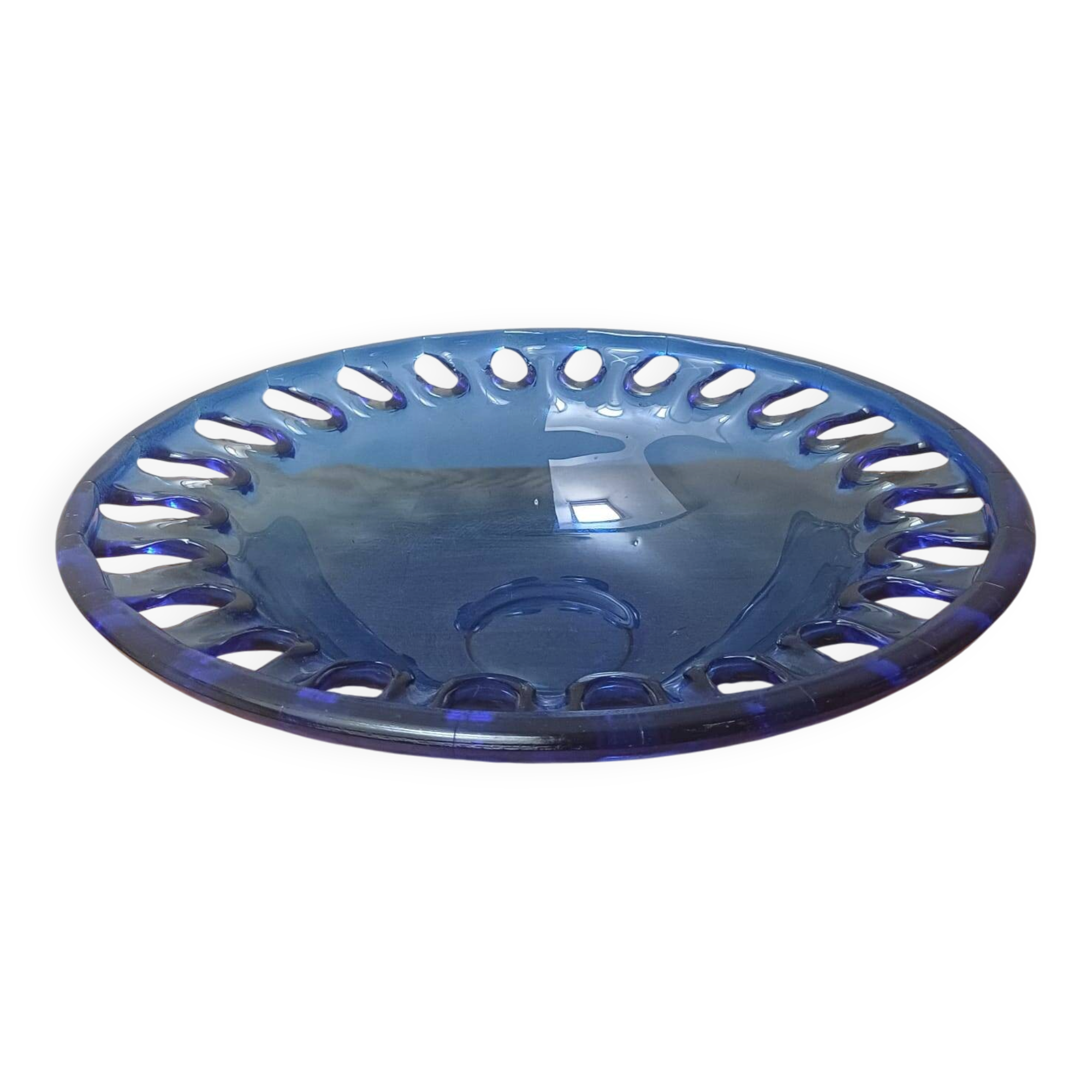Large cobalt blue fruit bowl