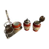 Servant salt shaker/pepper maker/mustard maker - faience and silver metal