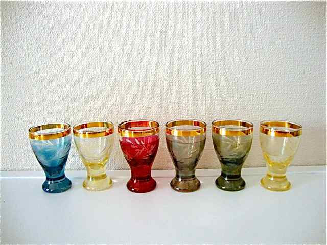 Set 6 petits verres cristal coloré