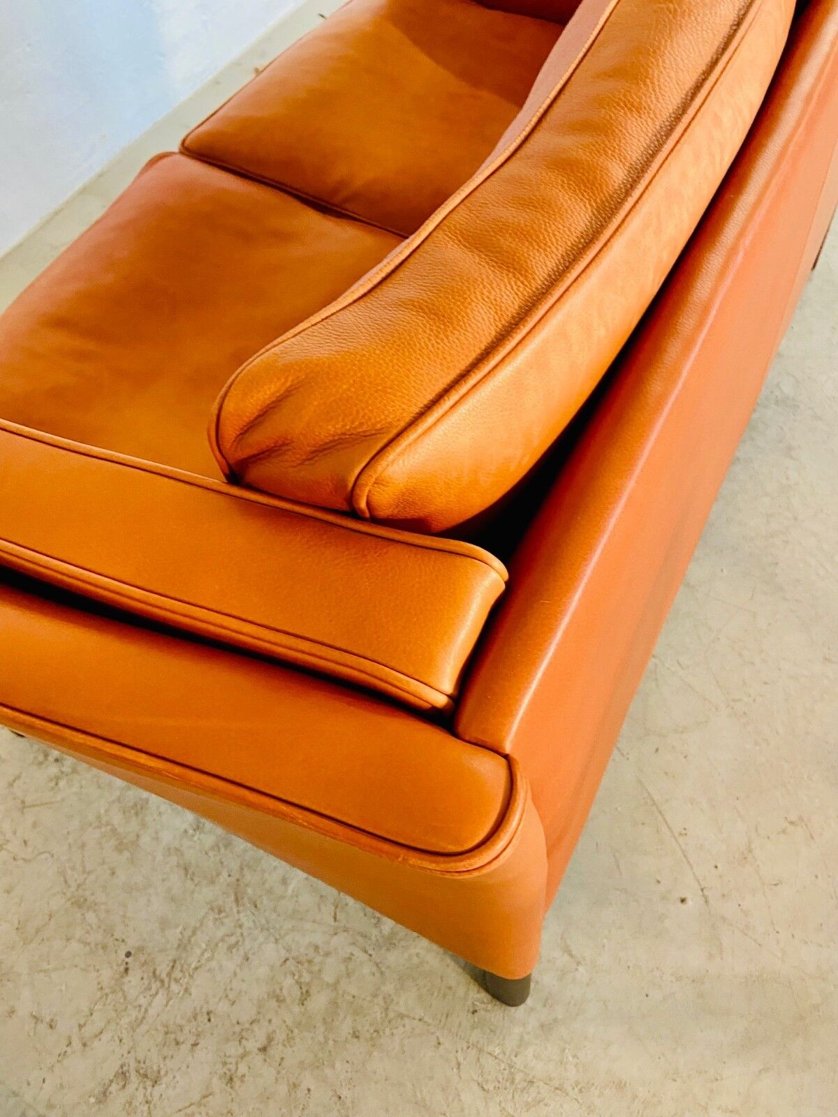 Canapé vintage rétro danois Mogens Hansen pour 2 personnes en cuir cognac