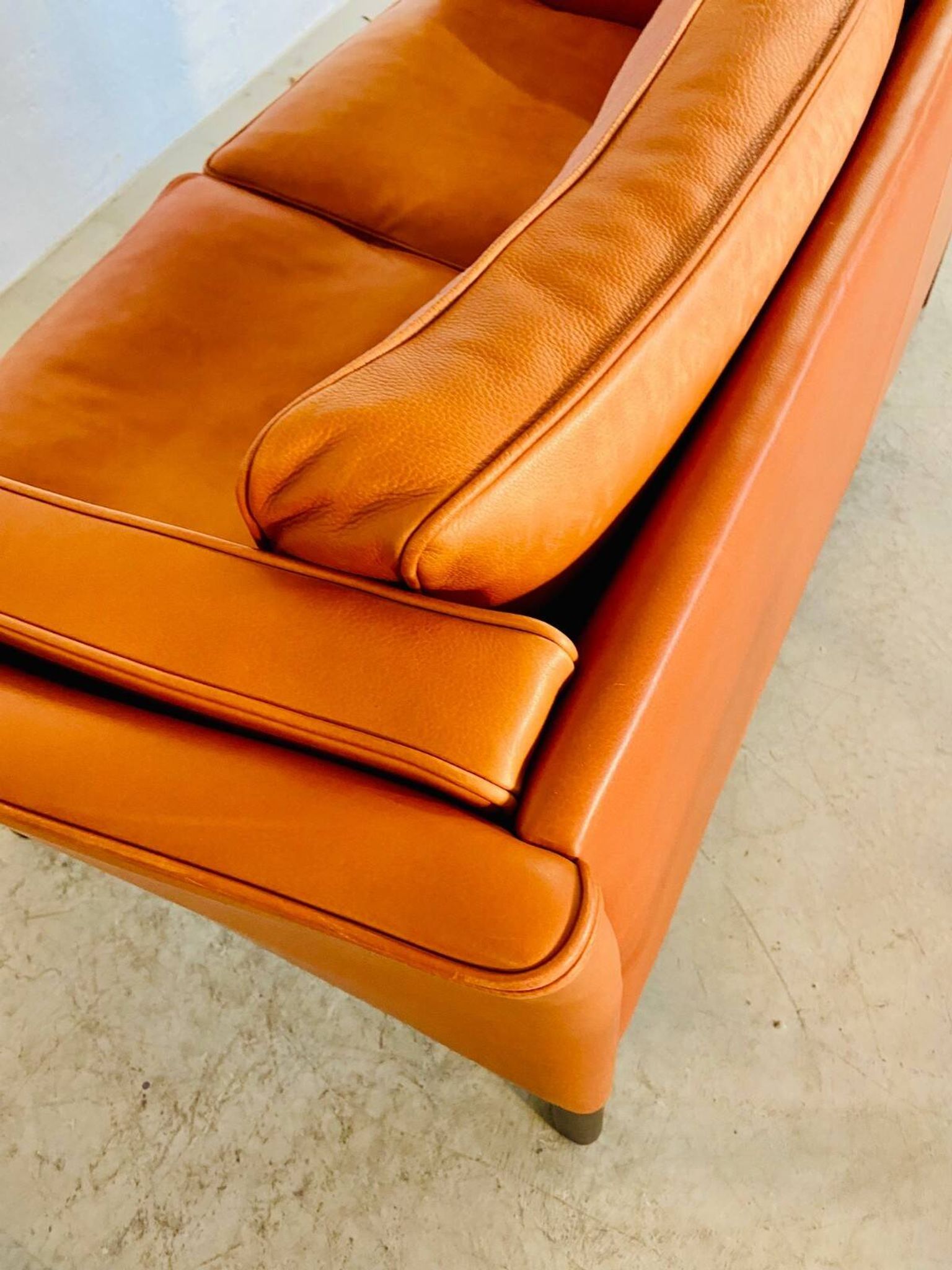 Vintage retro Danish Mogens Hansen 2 person cognac leather sofa