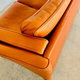 Canapé vintage rétro danois Mogens Hansen pour 2 personnes en cuir cognac