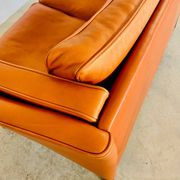 Vintage retro Danish Mogens Hansen 2 person cognac leather sofa