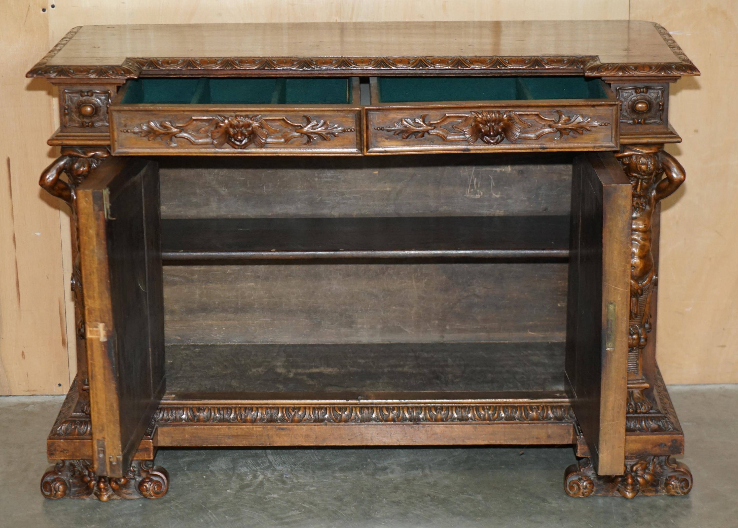 French walnut buffet sideboard, decorated, circa 1850.