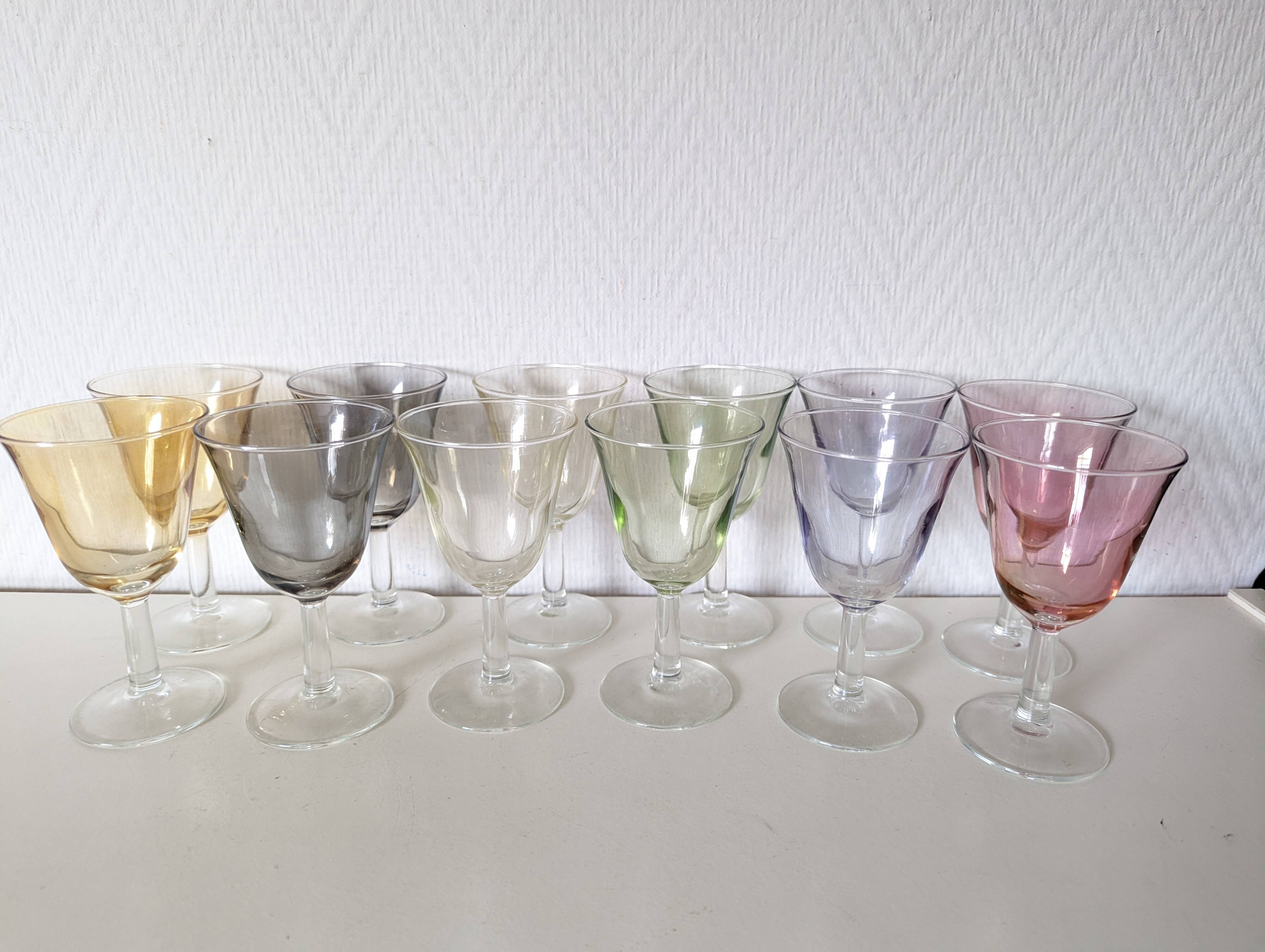 set of 6 glasses for cooked wine, multicolored pearly Arlequin digestif