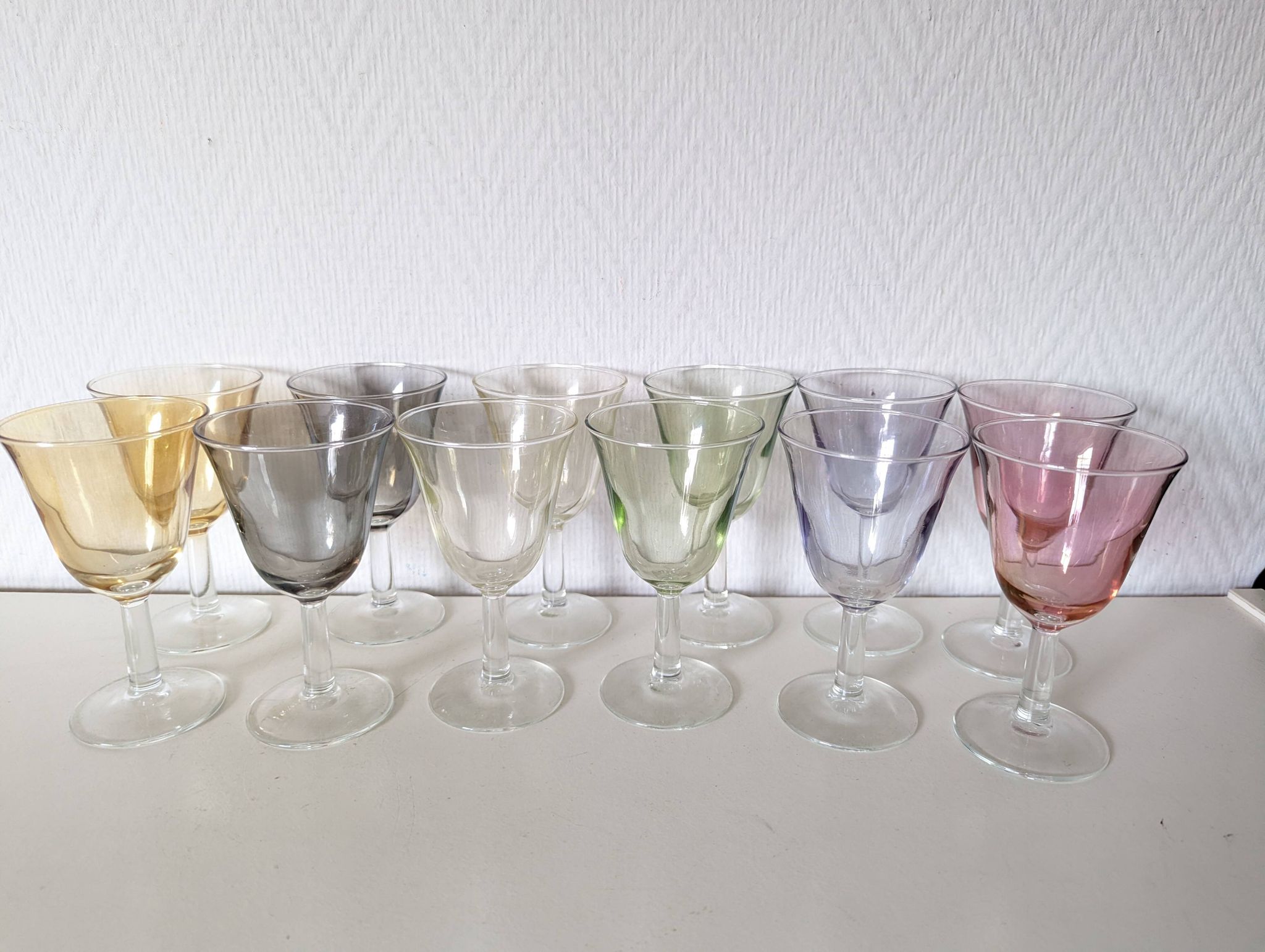 set of 6 glasses for cooked wine, multicolored pearly Arlequin digestif