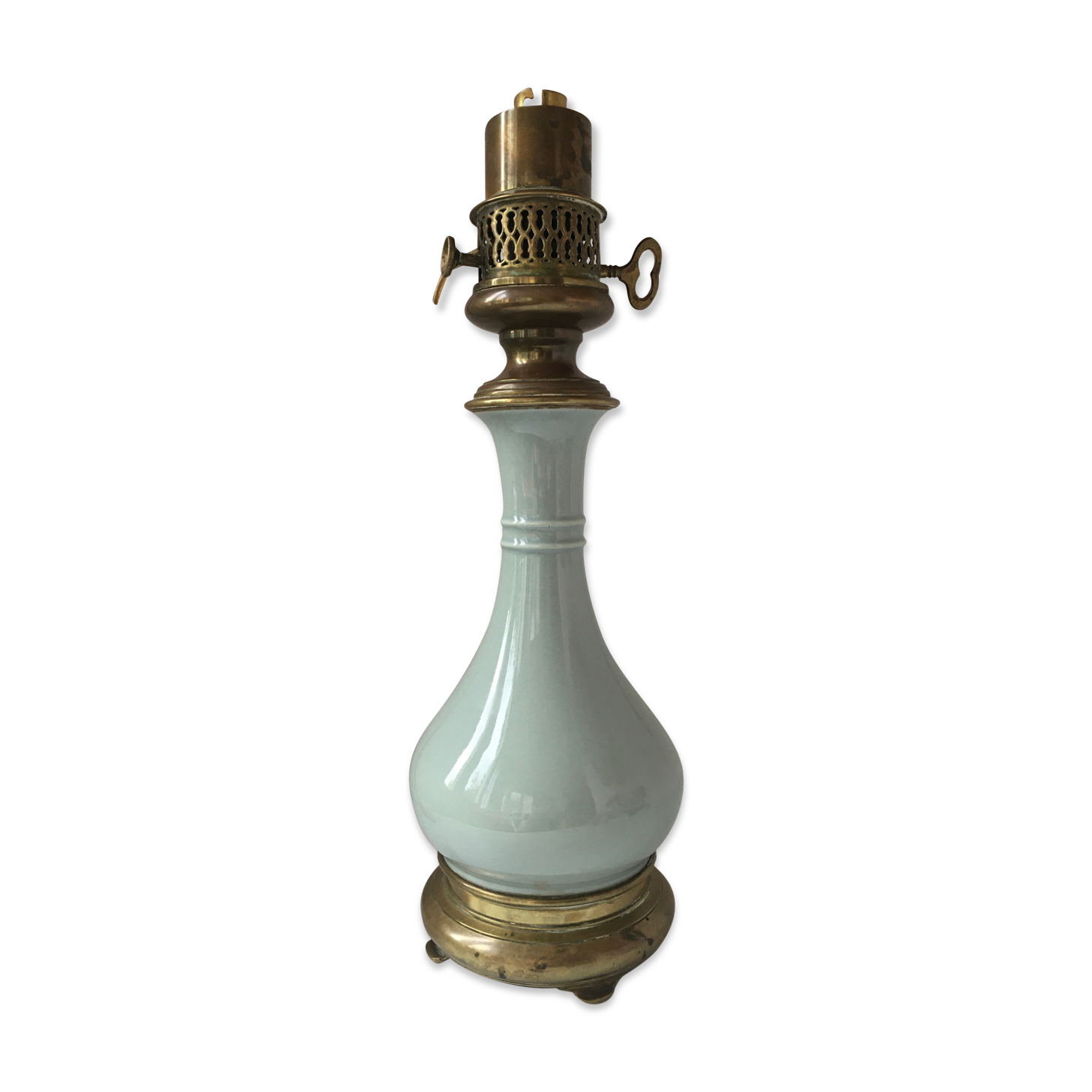 Table lamp in Chinese Celadon porcelain and brass Maison Gagneau in Paris