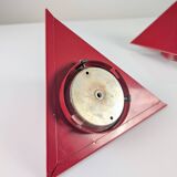 Geometric Red Metal Wall Sconces, 1970s