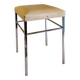 Tabouret vintage en métal chromé et similicuir blanc - mid. XXeme
