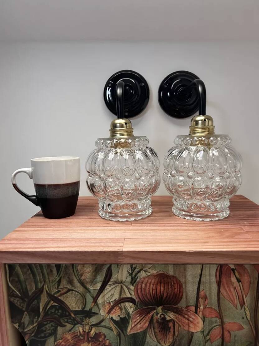 Pair of antique glass wall sconces