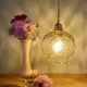 Suspension globe vintage en verre ambré