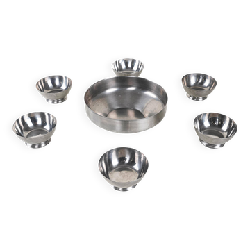 Ensemble de bols en acier inoxydable, design italien, années 1980, fabriqué en Italie.
