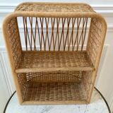Rattan and light bamboo shelf 60s-70s