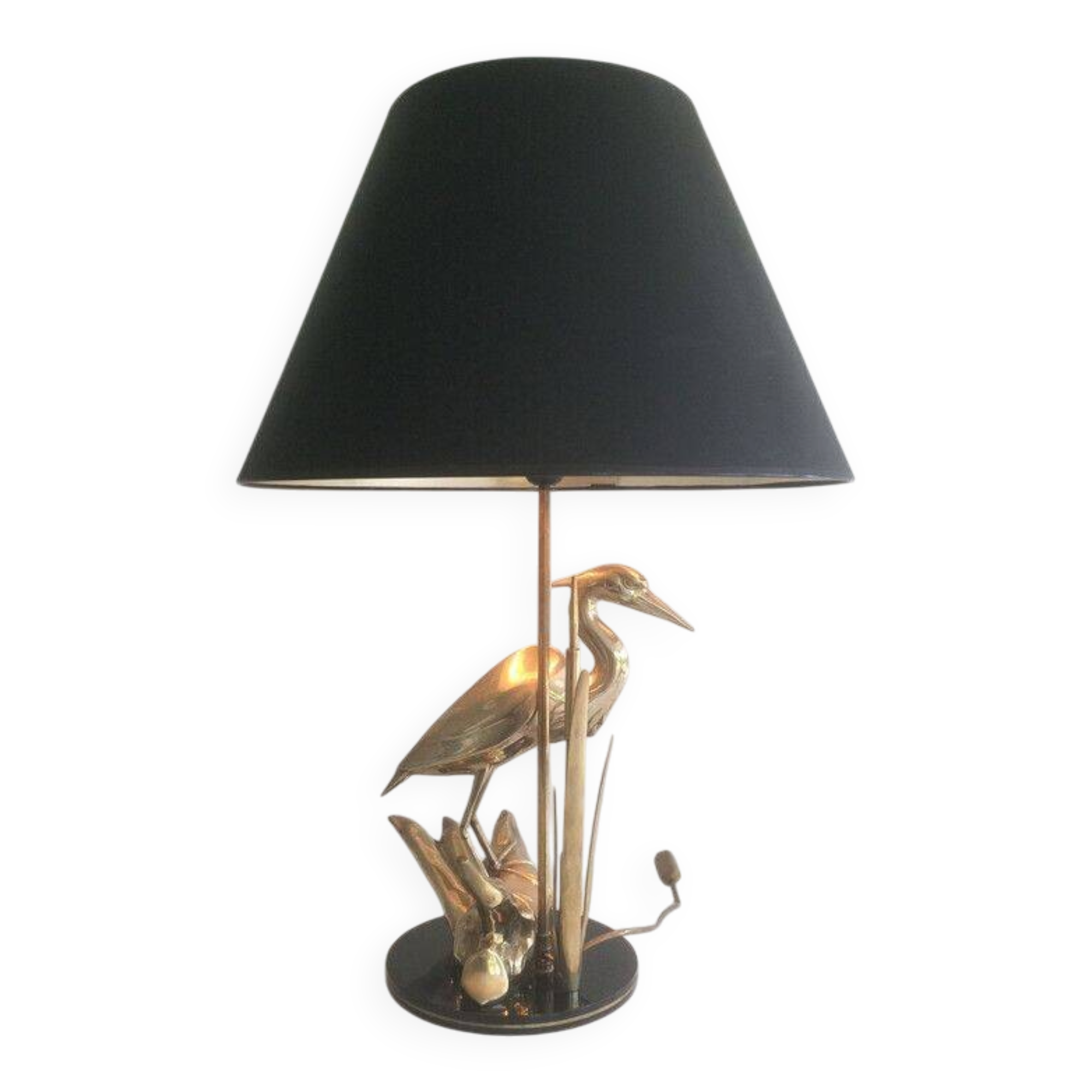 Brass lamp depicting a heron