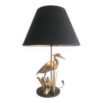 Brass lamp depicting a heron