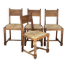 Set of 4 neo-Basque chairs in turned walnut