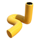 Yellow ceramic twist candle holder
