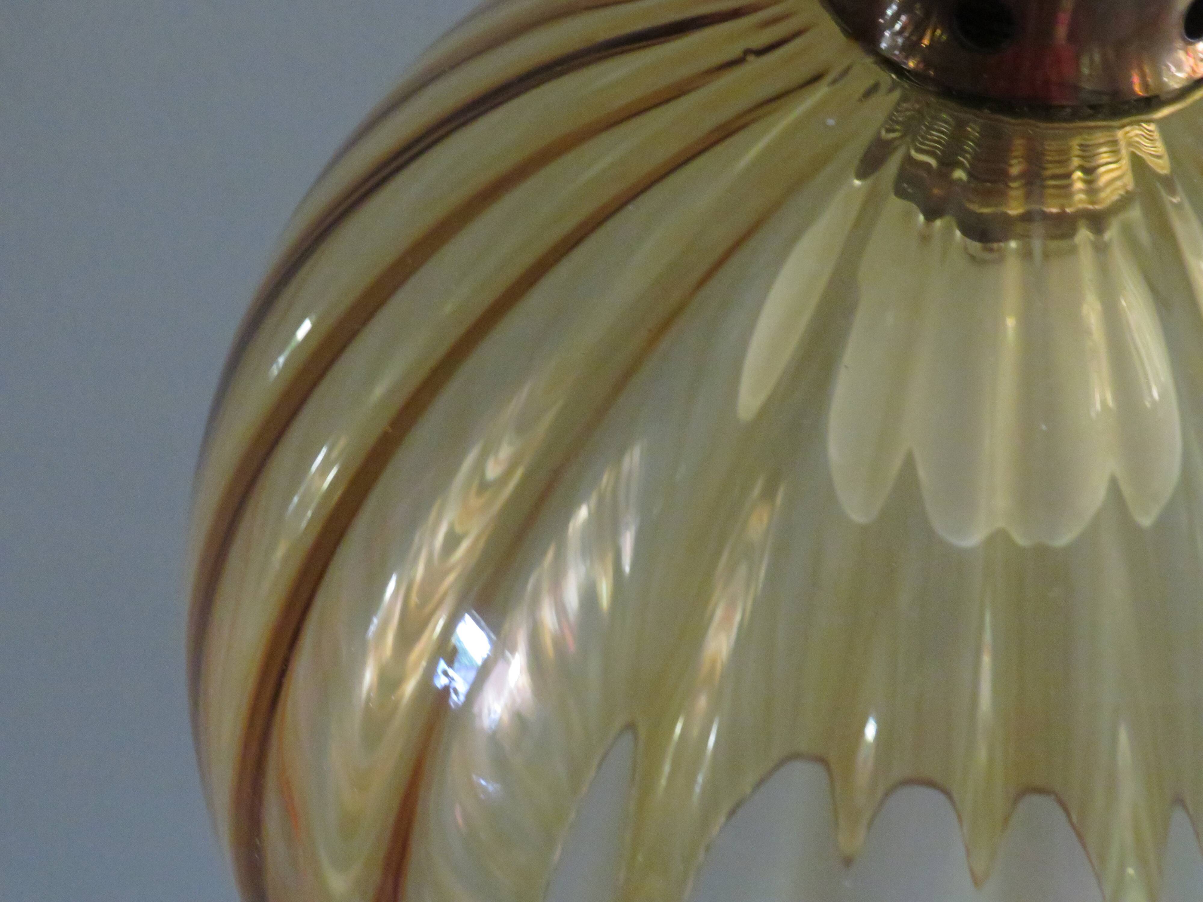 Hanging lamp, Scandinavian of the 1970s, teak and glass