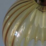 Hanging lamp, Scandinavian of the 1970s, teak and glass
