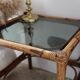 Table bambou verre fumé vintage
