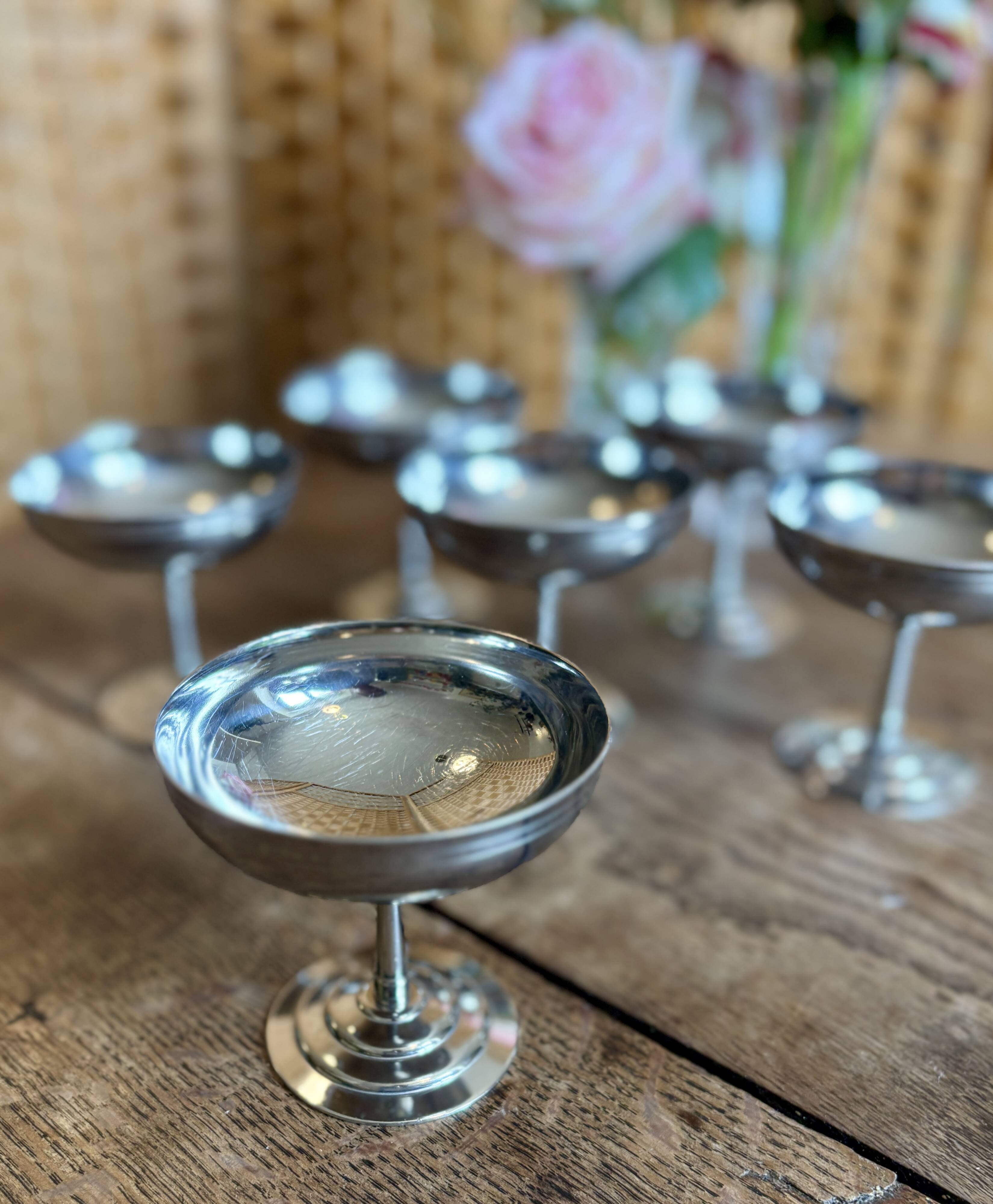 Set of 6 vintage stainless steel dessert bowls