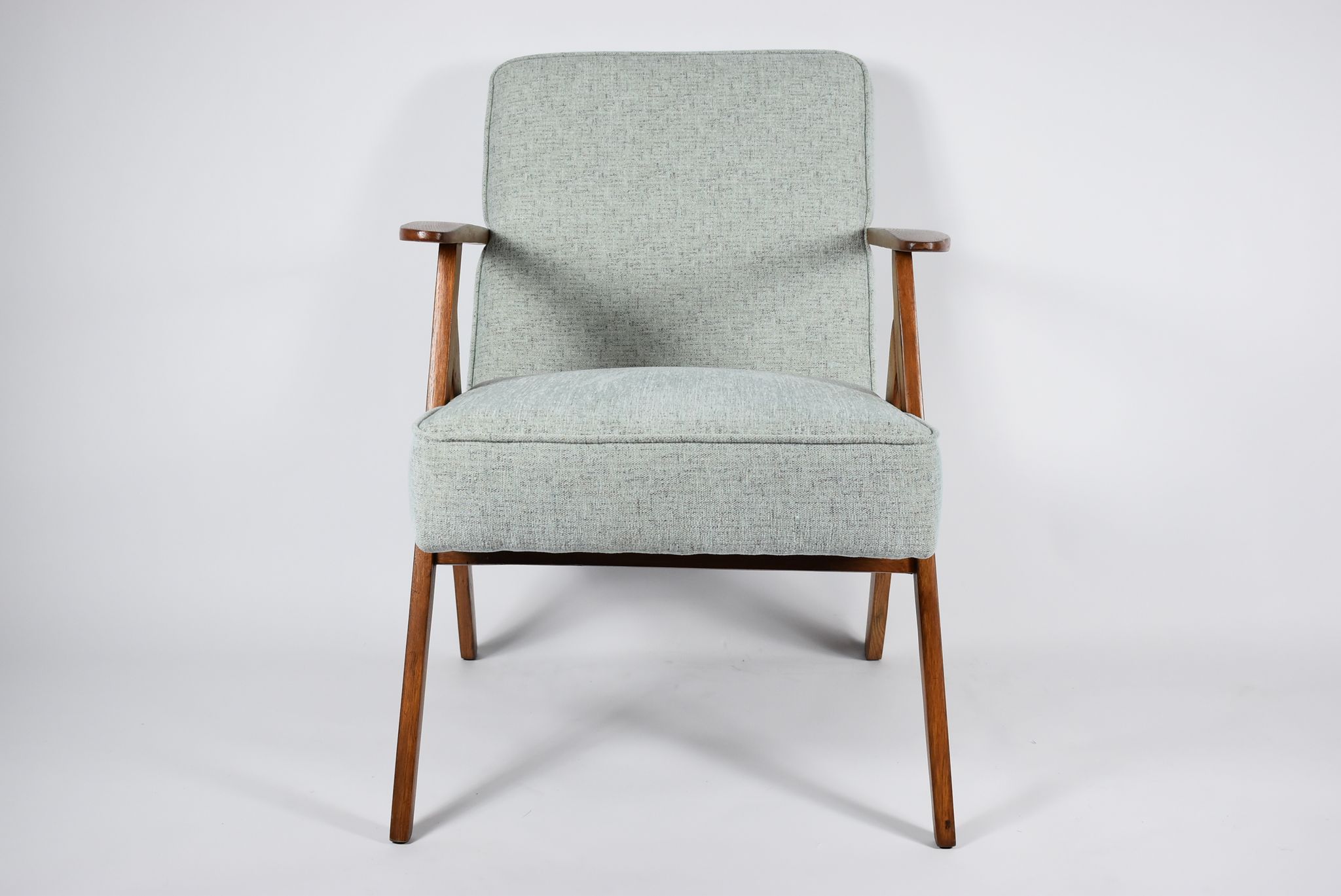 Vintage original armchair, fully restored, 1960s, green upholstery