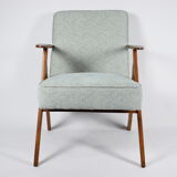 Vintage original armchair, fully restored, 1960s, green upholstery