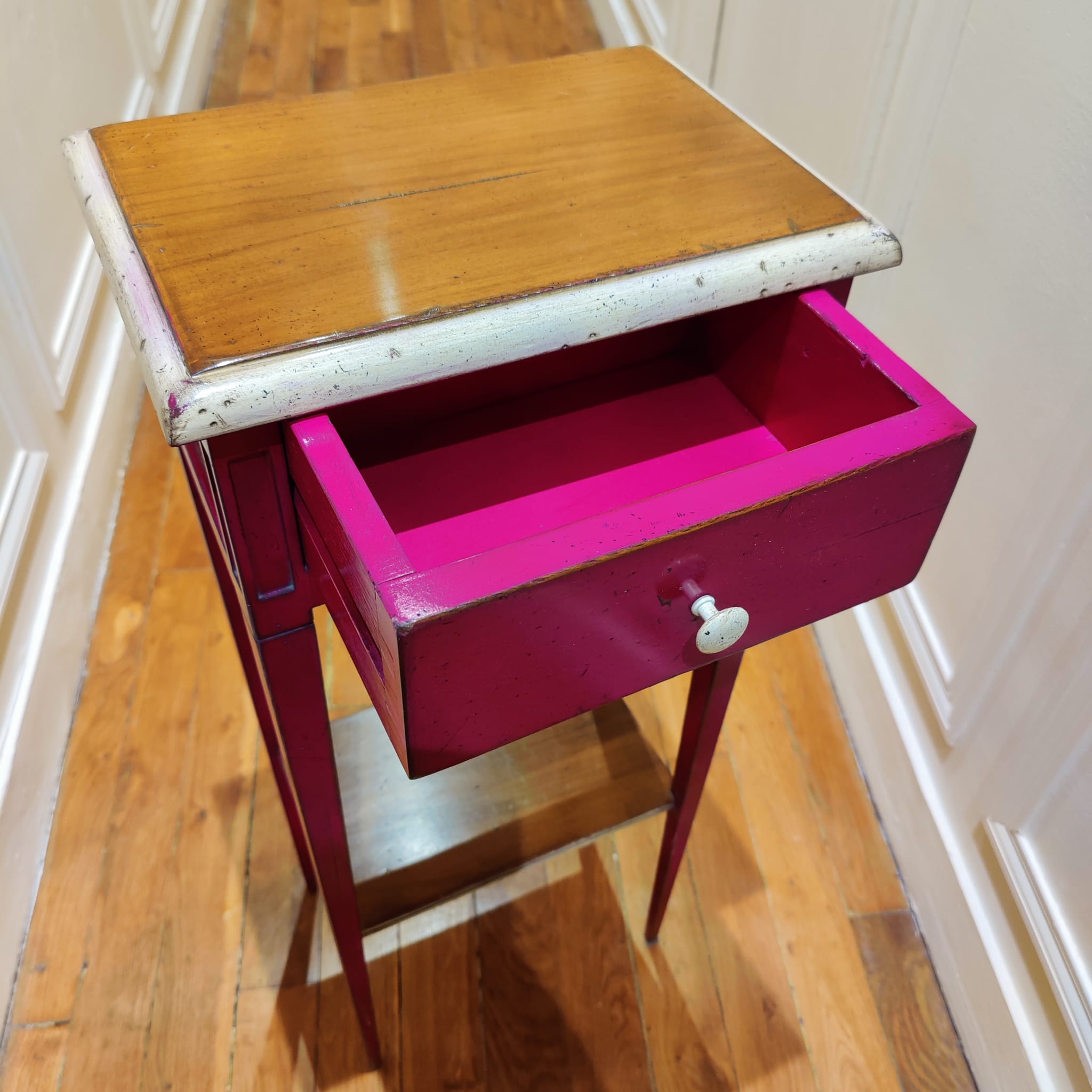 Pink pedestal table