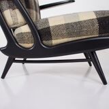 Paire de fauteuils laqués noirs 1950s