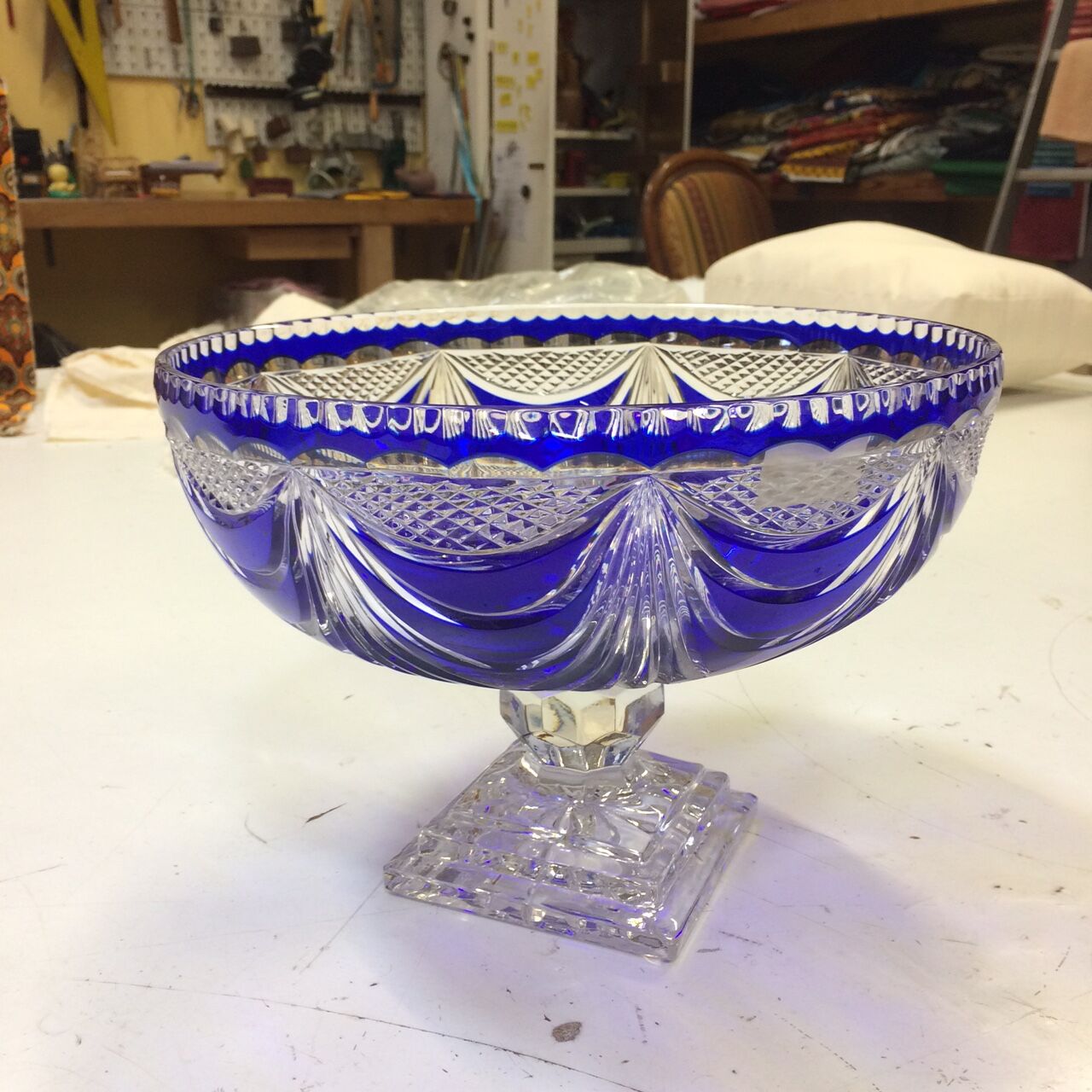 Dish Bohemian crystal two-tone