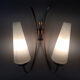 Pair of brass wall sconces and double tube in white opaline 1960