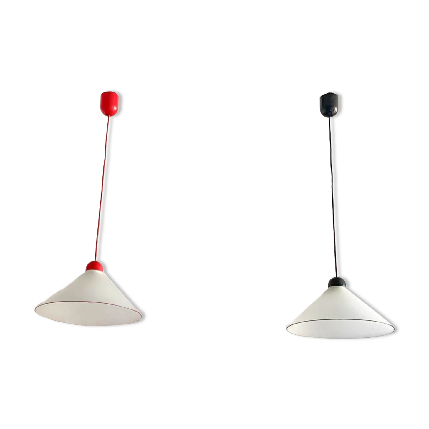 Ceiling lamps in opal glass Italian 1970s