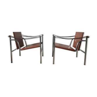 2 armchairs LC1 design Le Corbusier for Cassina