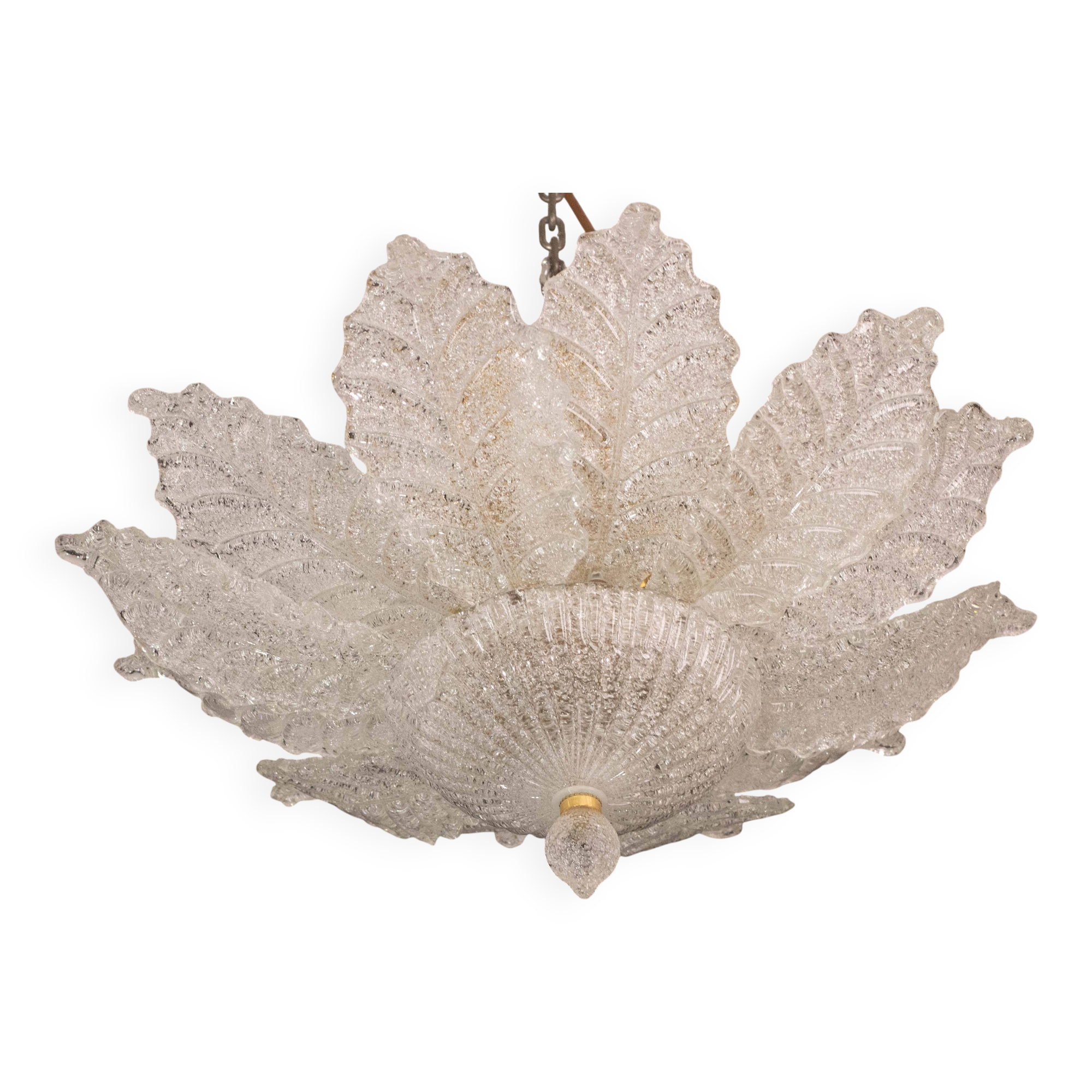 Ischia, Murano Clear trasparent Vintage Glass Ceiling Light, 1970s