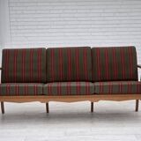 1970s, Danish 3-seater sofa, green furniture wool, oak wood.