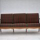 1970s, Danish 3-seater sofa, green furniture wool, oak wood.