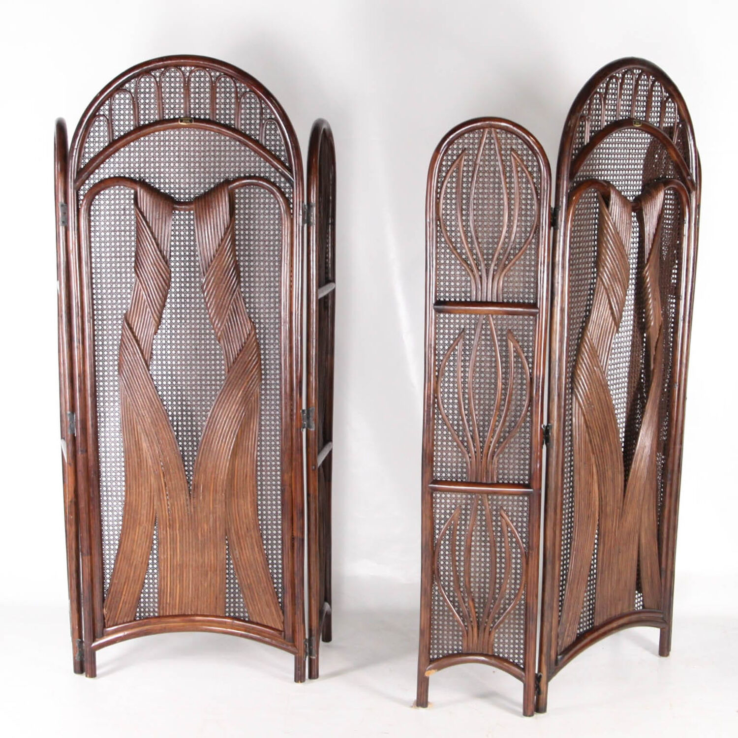 Pair of rattan screens