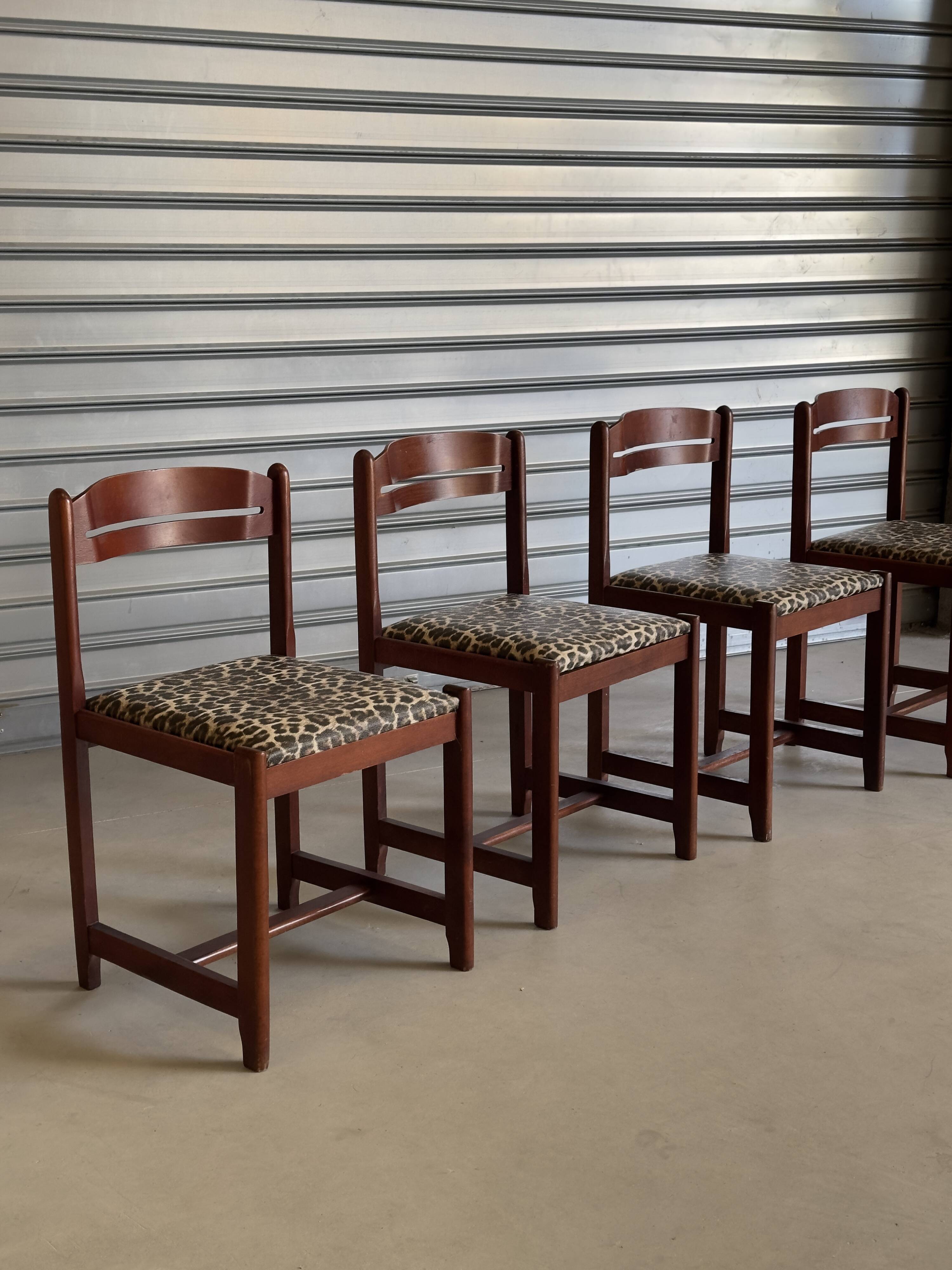 Set of 4 vintage hand-woven chairs
