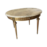 Neoclassical coffee table Louix XV in white marble and brass