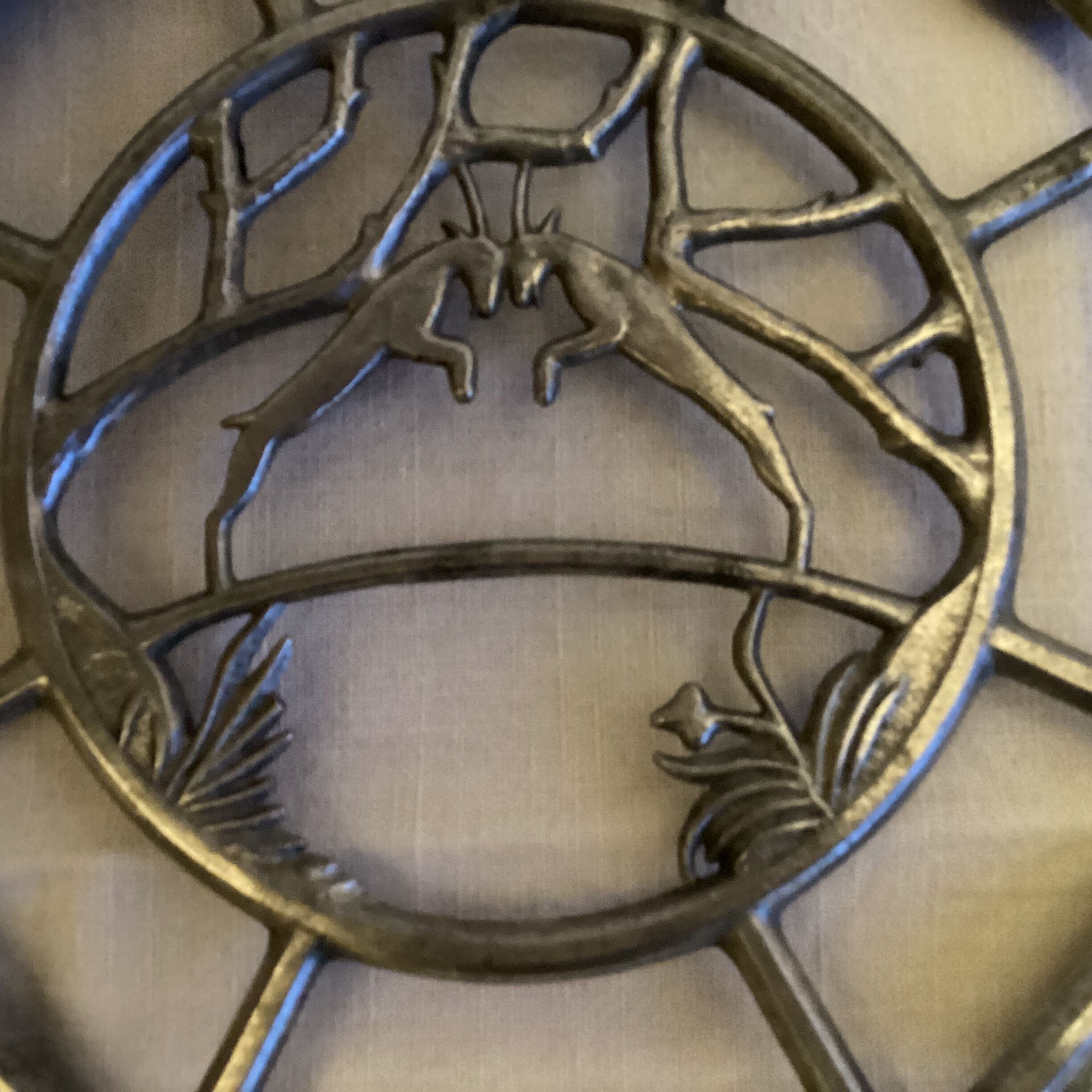 Old underplate decorations aluminum deer - vintage