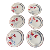 6 earthenware plates Sylvie Hamage Moulin des Loups Nord vintage model