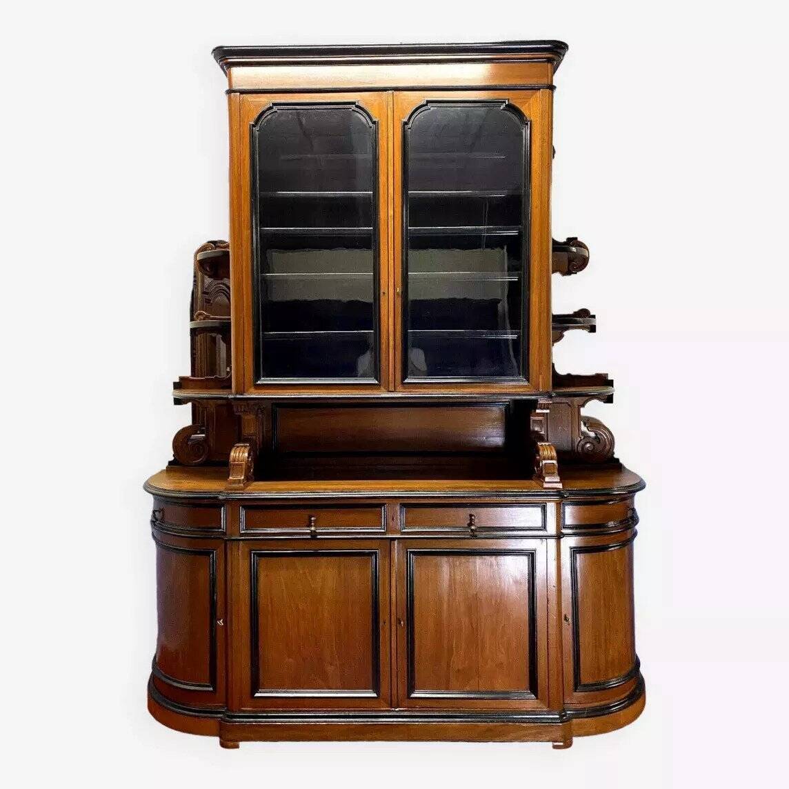 Important Half-Moon Library from the Louis Philippe era in Walnut and Wood N