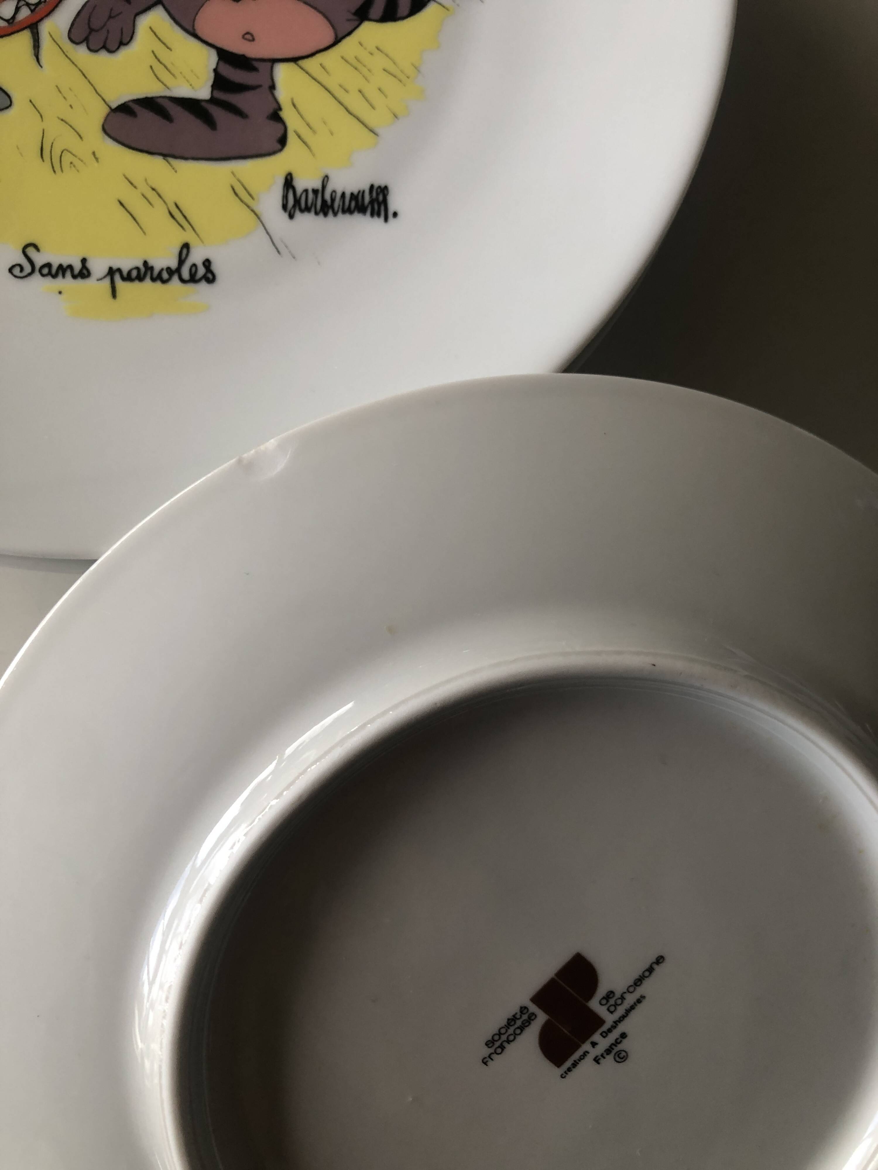 6 Barberousse porcelain plates creation by A.Deshoulieres France