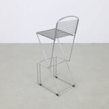 3x Postmodern Bar stool in Chromed Metal, 1980s