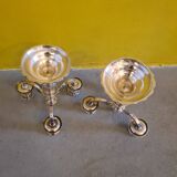 Set Of Silver Plated 3 Light Candlesticks, 2nd Half 20th Century
