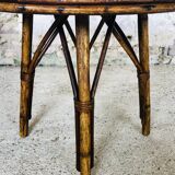 Round rattan bamboo side table, 60s
