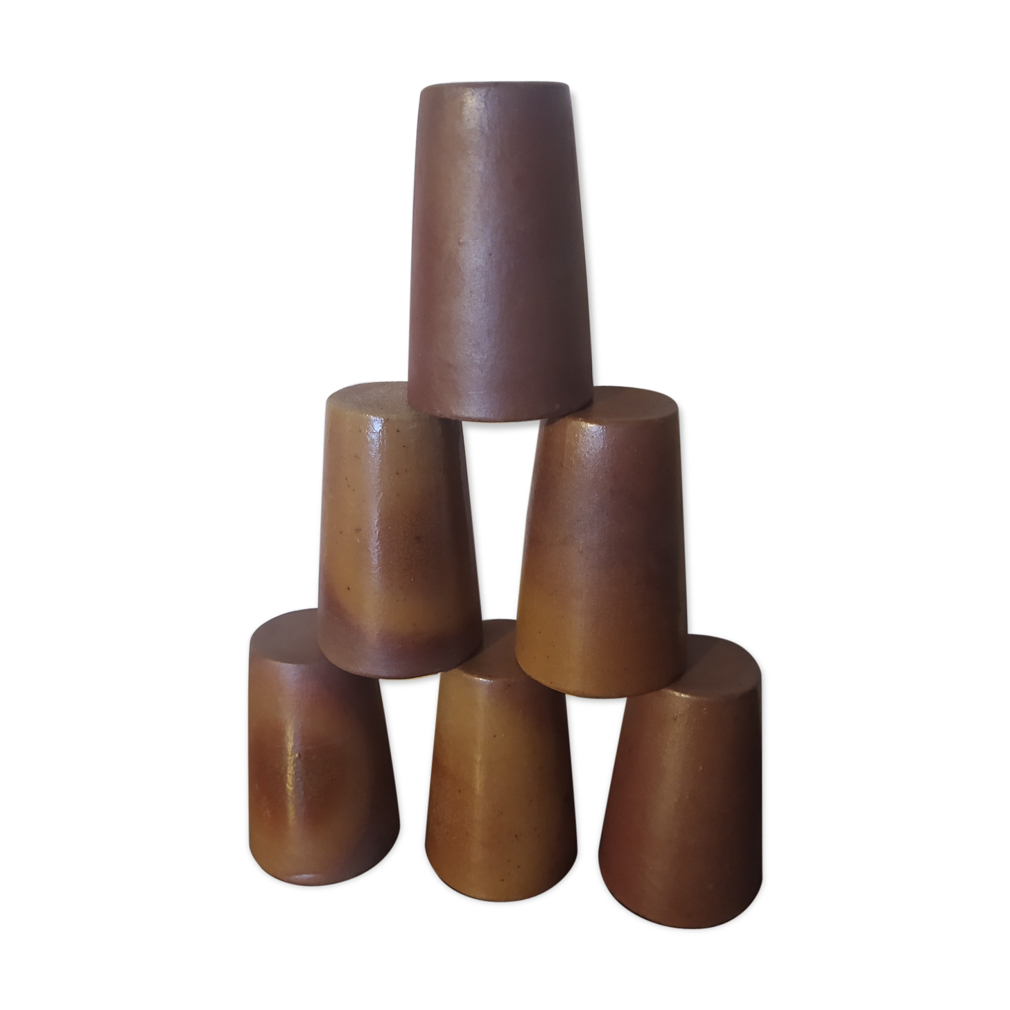 Set of 6 glasses, goblets, stoneware cups