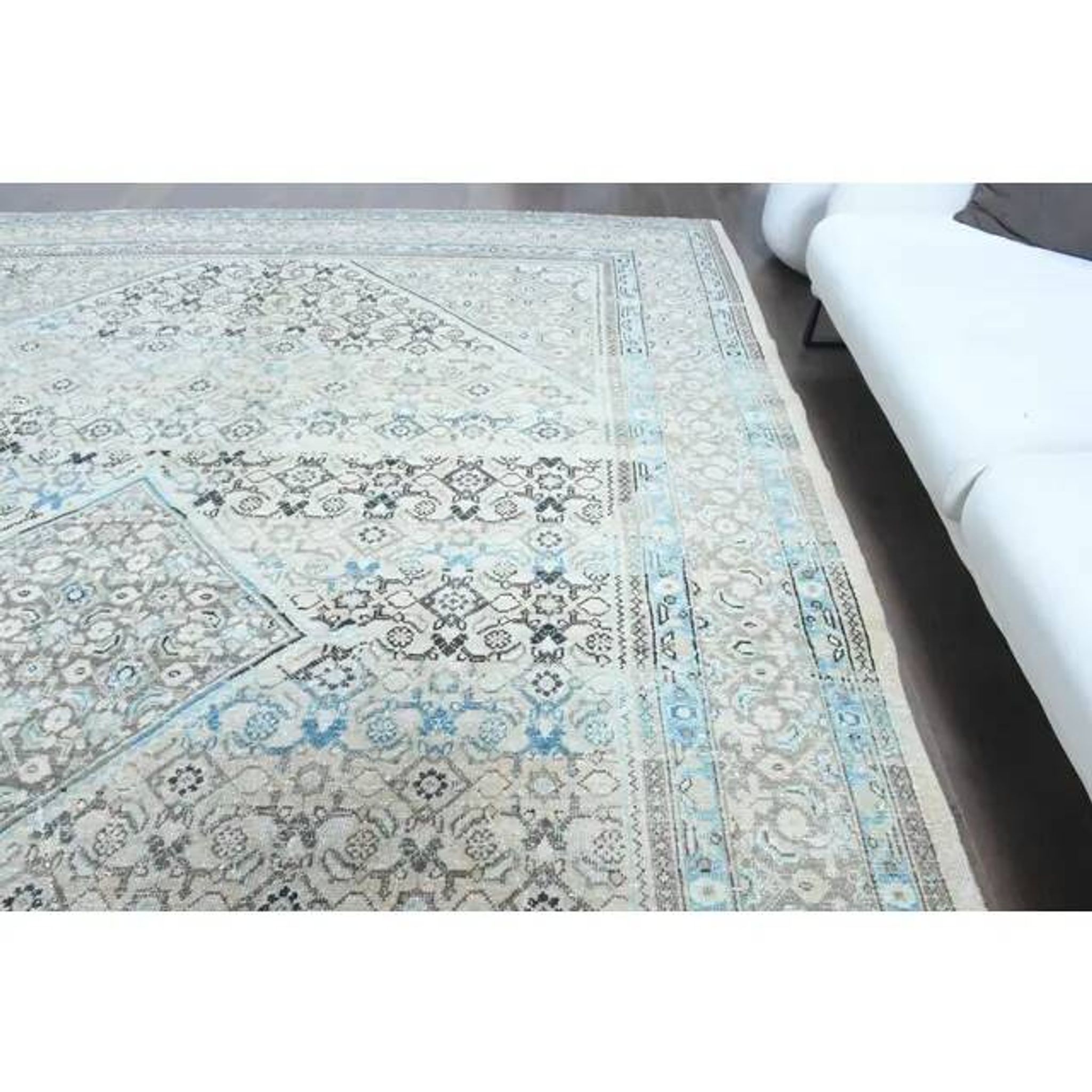 1970s Vintage Persian Handmade Wool Cotton Light Brown Area Rug 291x394