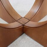 Mid century italian walnut and glass round dining table 1960s