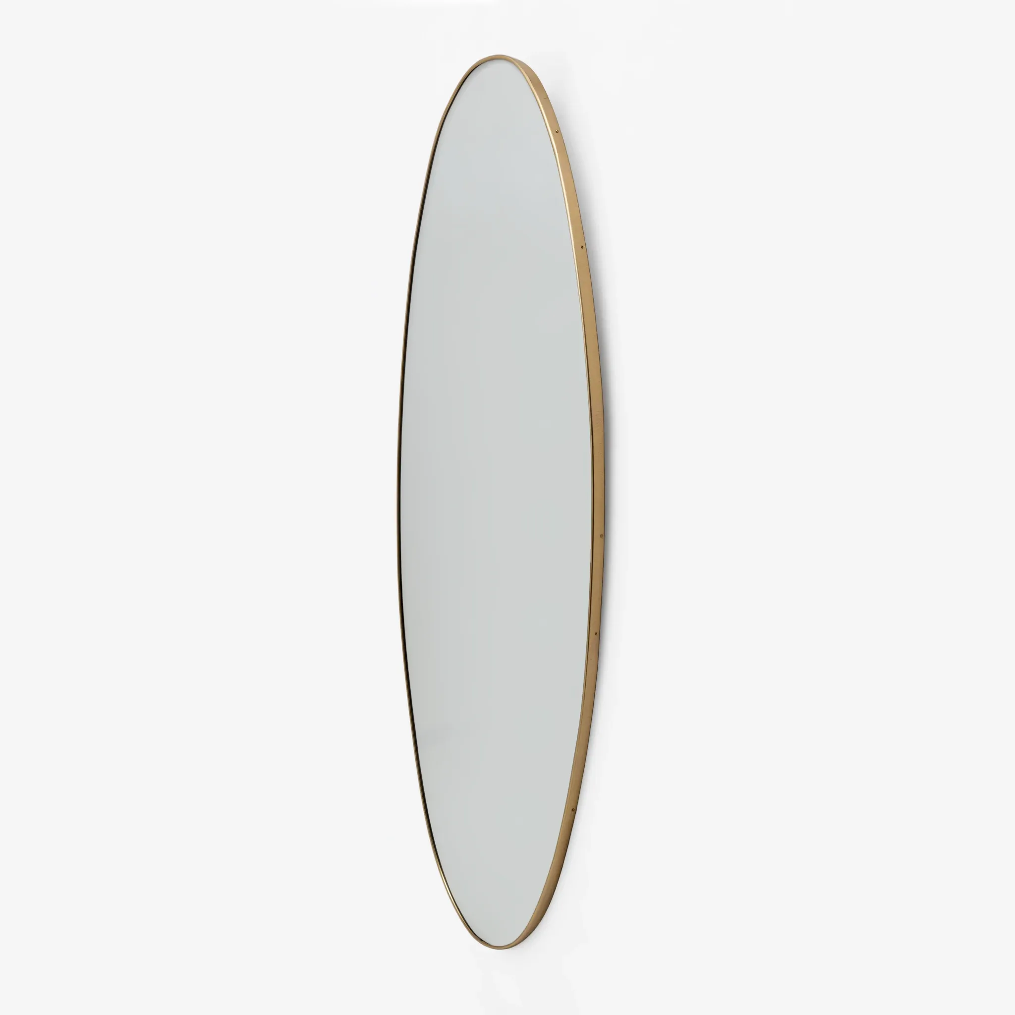 Attributed Gio Ponti Mid-century Modern Italian Brass Big Wall Mirror, 1950